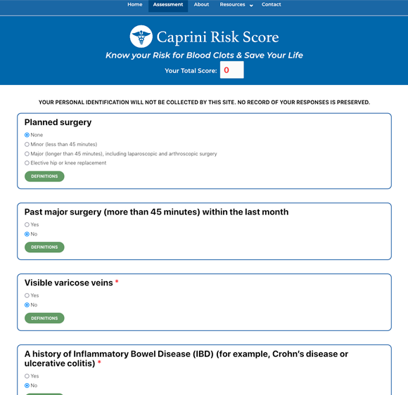 Scottsdale Website Design | SEO |  Web Design Phoenix|Caprini Risk Score