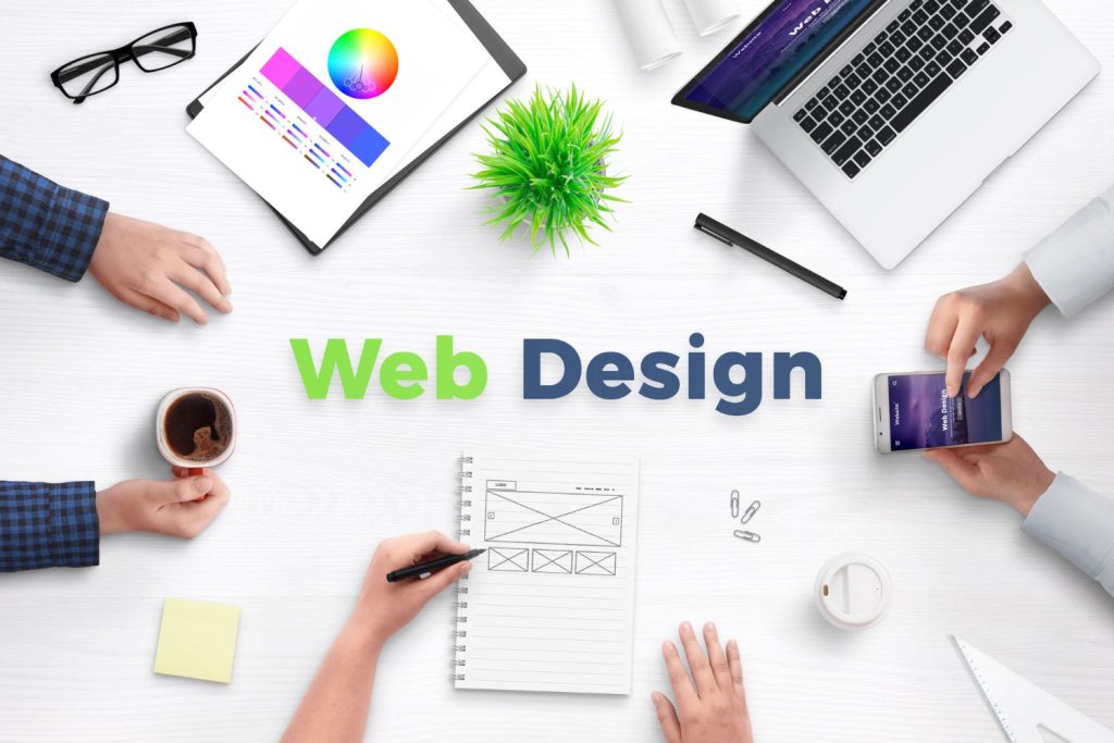Web design, mobile and coffee images